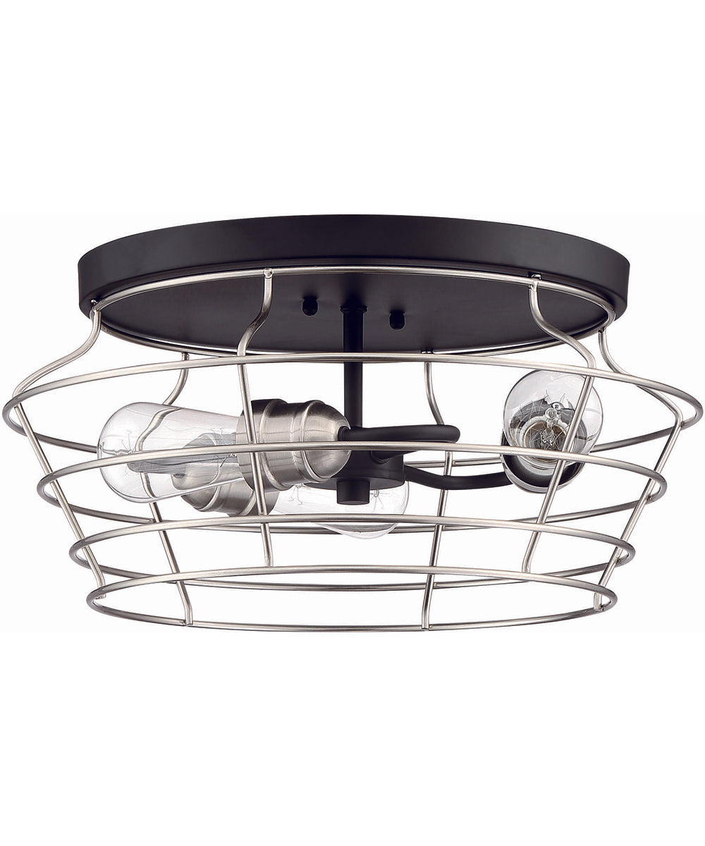 Thatcher 3-Light Flushmount Flat Black / Brushed Polished Nickel