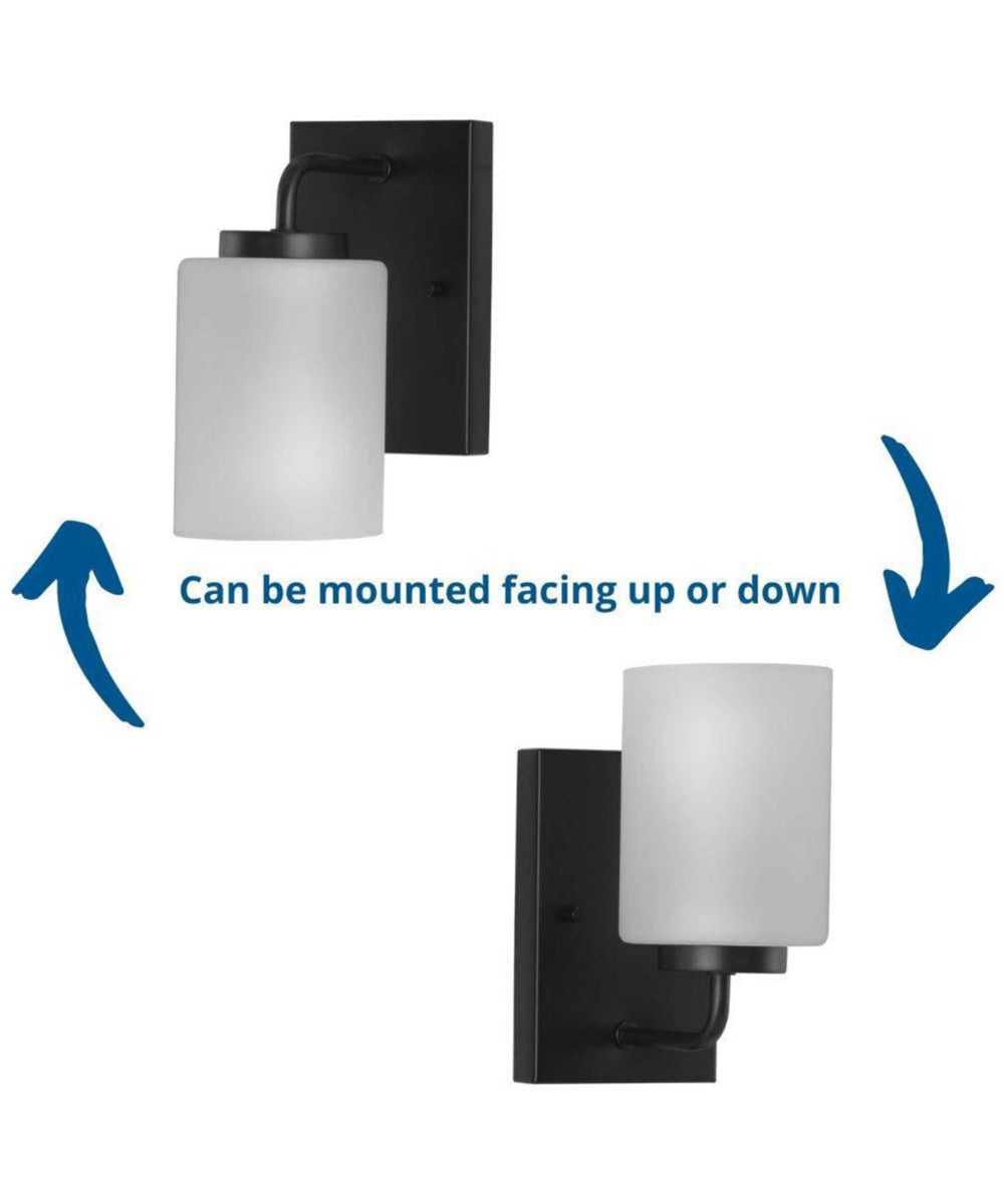 Merry 1-Light Etched Glass Transitional Style Bath Vanity Wall Light Matte Black