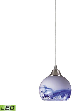 6"W Mela 1-Light LED Pendant Satin Nickel/Mountain Glass