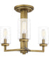 Sunburst 3-light Semi Flush Mount Weathered Brass