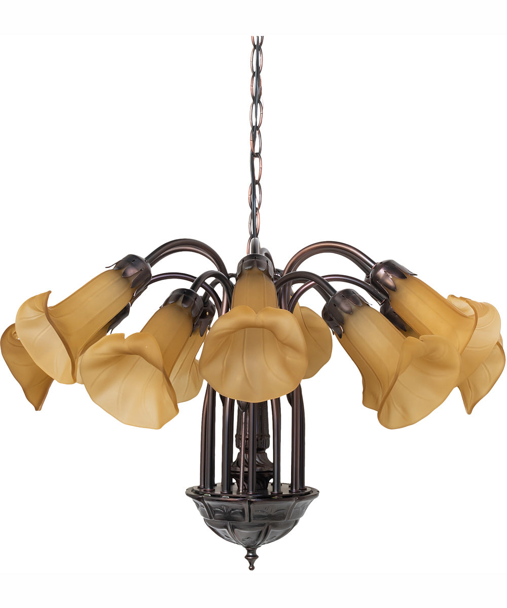 24" Wide Amber Tiffany Pond Lily 12 Light Chandelier