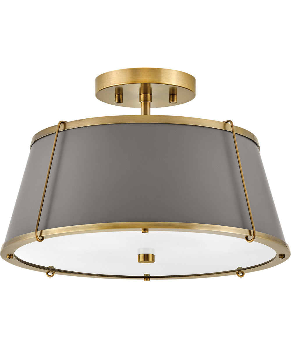 Clarke 2-Light Medium Semi-Flush Mount in Lacquered Dark Brass