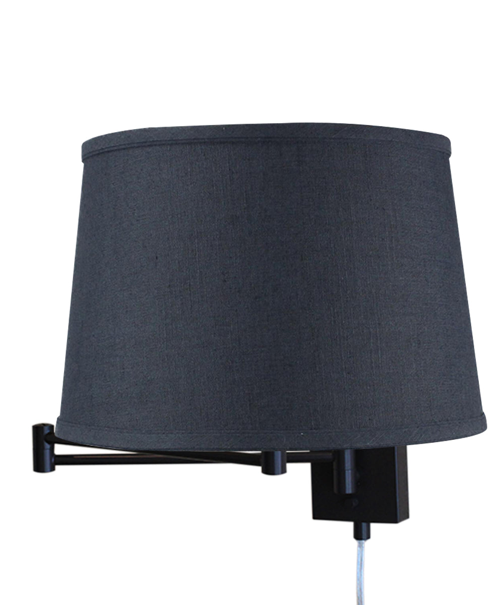 Dimmable Swing Arm Wall Light Bronze Brown Finish with Textured Slate Lampshade - For Bedside, Living Room, Reading Chair