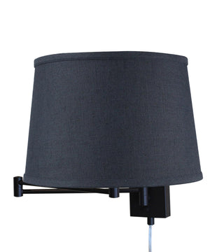 Dimmable Swing Arm Wall Light Bronze Brown Finish with Textured Slate Lampshade - For Bedside, Living Room, Reading Chair