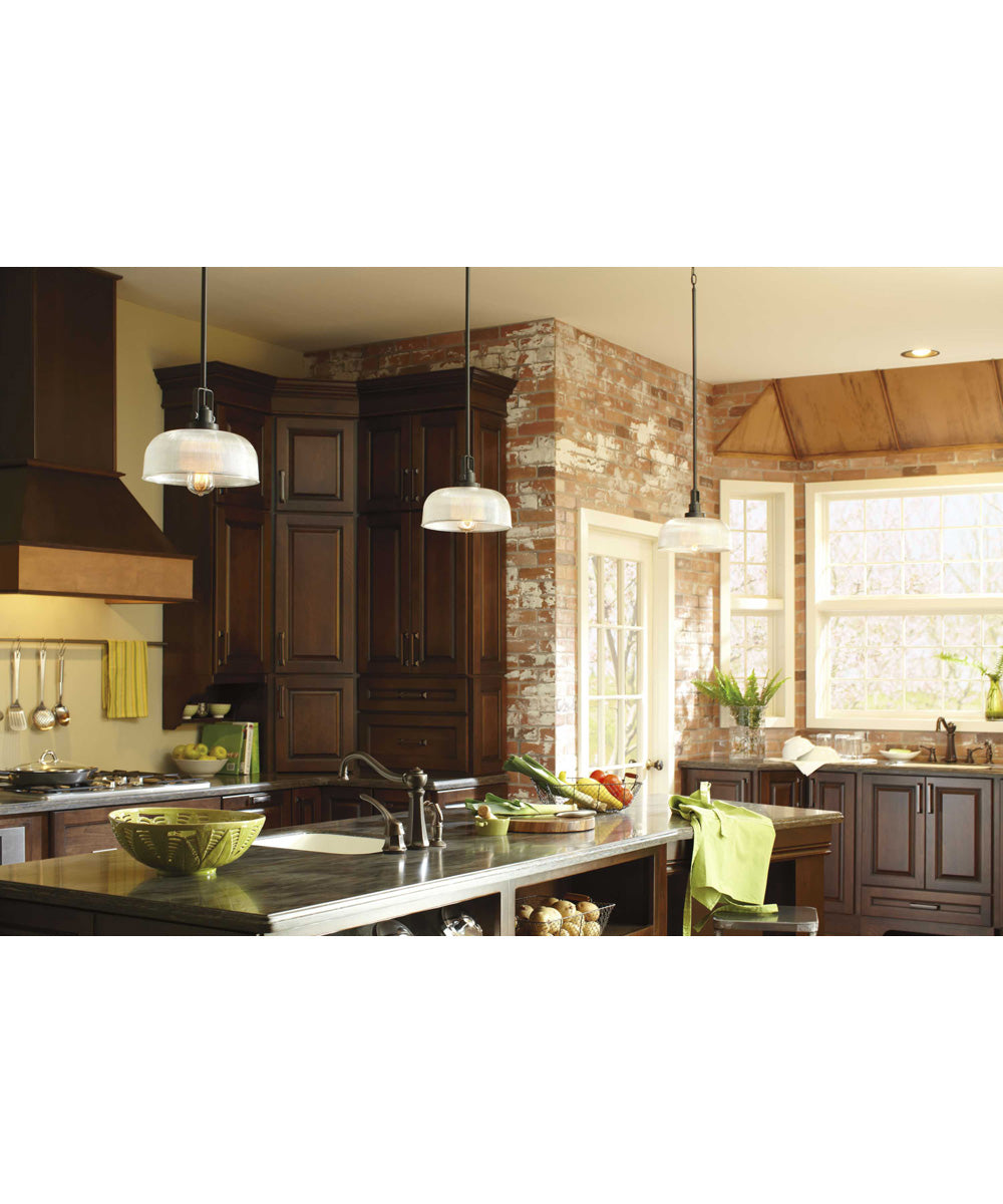 Archie 1-Light Clear Prismatic Glass Coastal Pendant Light Venetian Bronze