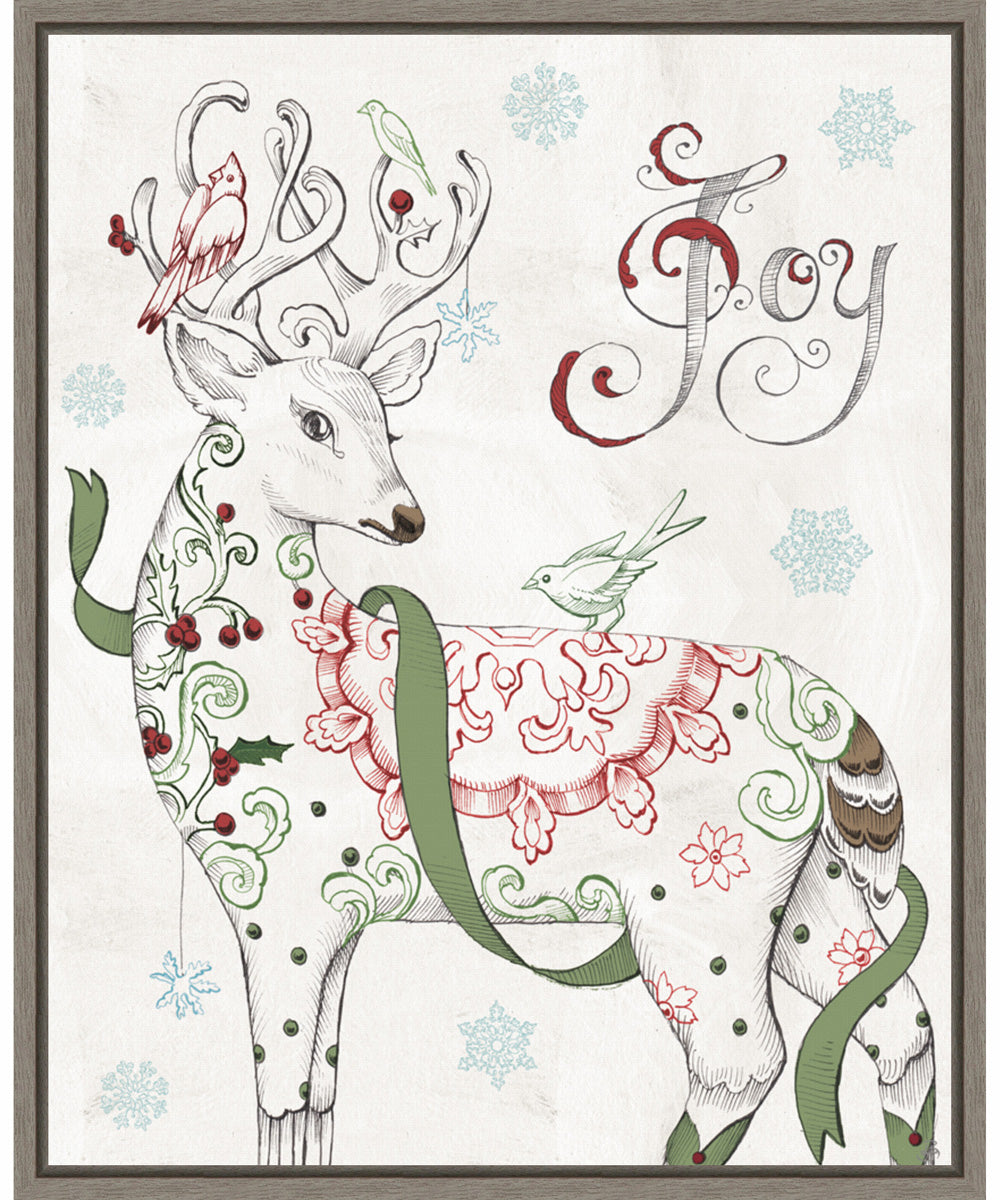 Framed Christmas Season IV by Daphne Brissonnet Canvas Wall Art Print (23  W x 28  H), Sylvie Greywash Frame