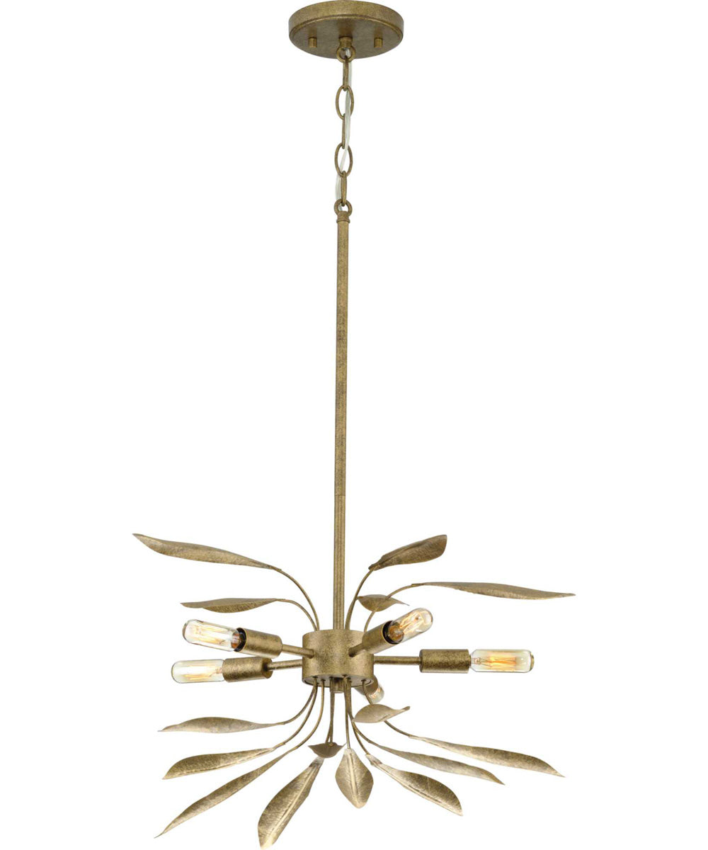 Mariposa 5-Light Convertible Semi-Flush Ceiling or Hanging Pendant Light Antique Gold