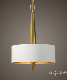 16"W Obeliska 3 Light Gold Chandelier