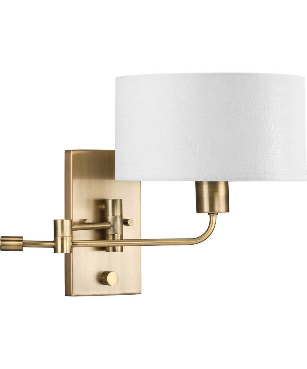 Carrick  1-Light Summer Linen Shade Transitional Wall Light Vintage Brass