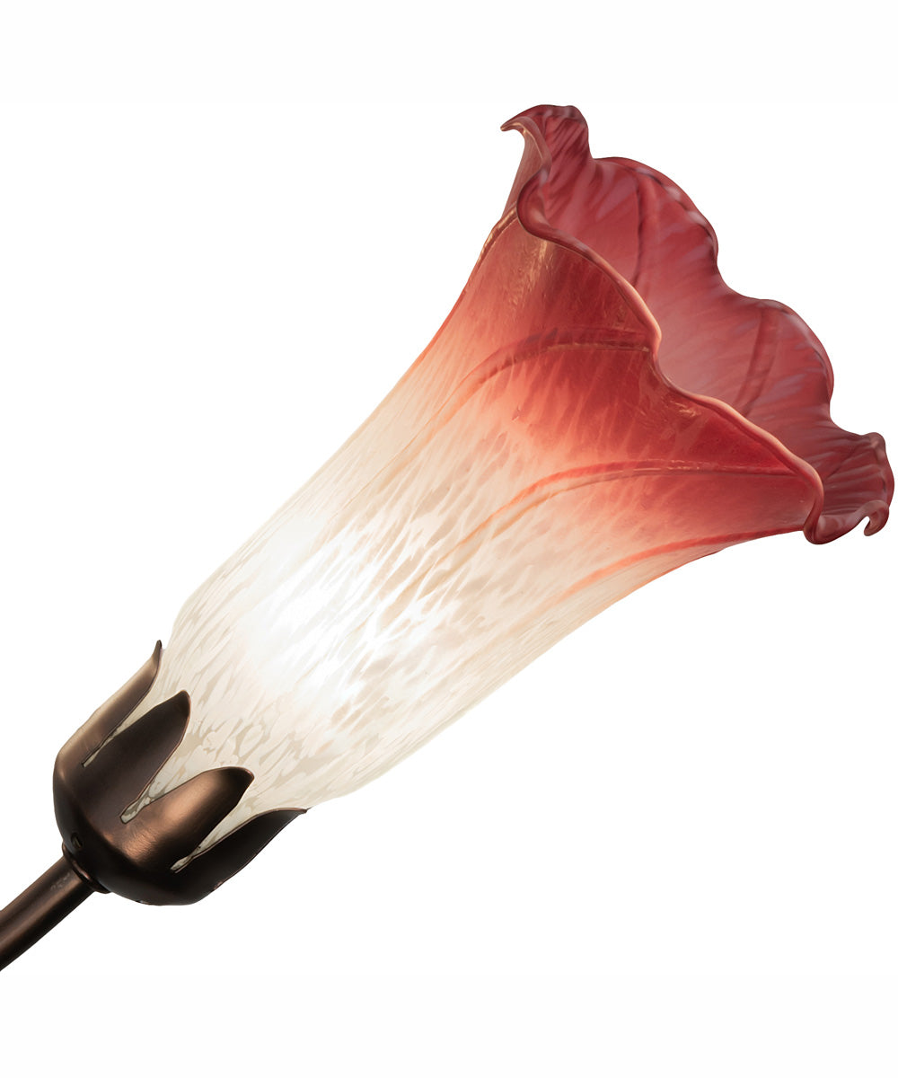 24" Wide Pink/White Tiffany Pond Lily 7 Light Chandelier