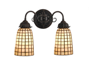 15"W Geometric Beige 2 Light Wall Sconce