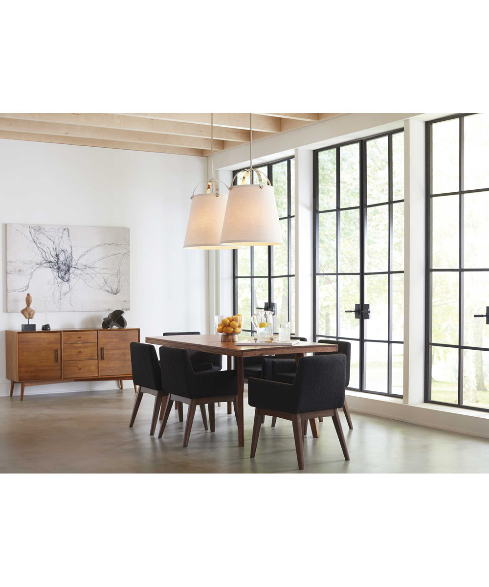 Galley 3-Light Linen Shade Coastal Pendant Light Polished Nickel