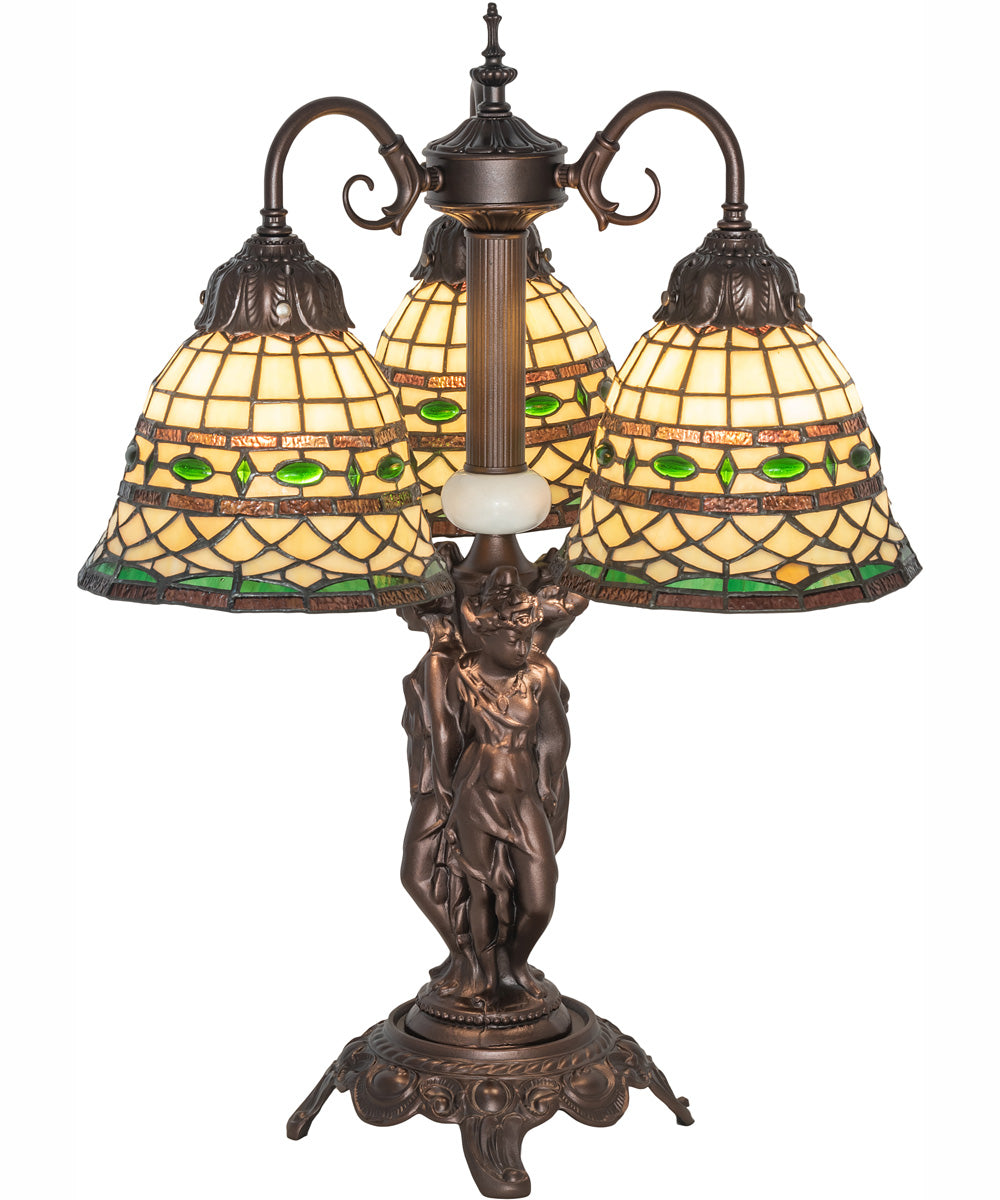 23" High Tiffany Roman 3 Light Table Lamp