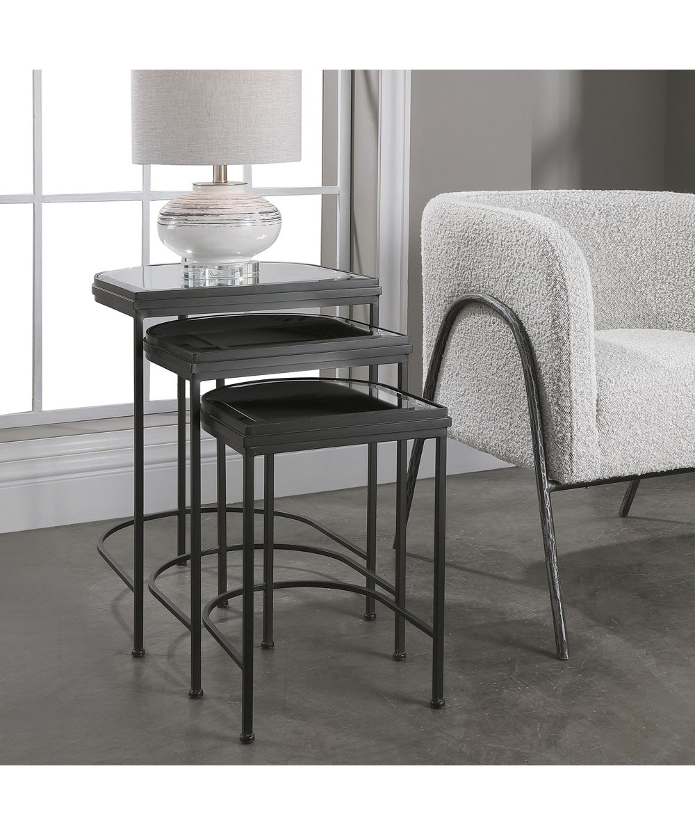 India Black Nesting Tables, Set of 3