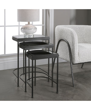 India Black Nesting Tables, Set of 3