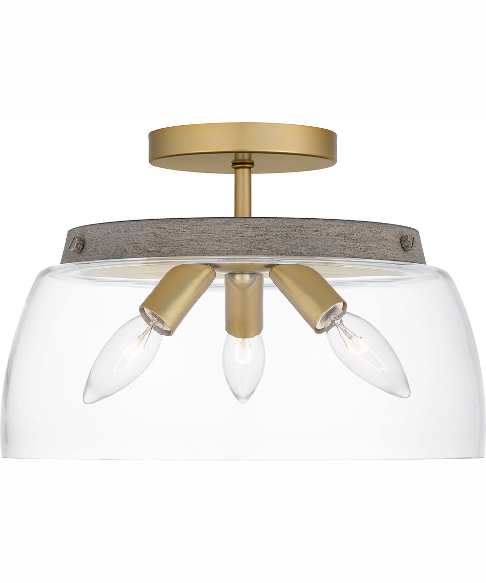 Burkett Medium 3-light Semi Flush Mount Light Gold