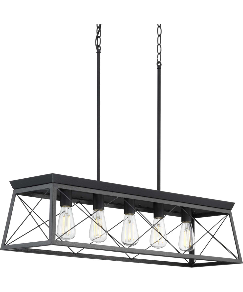 Briarwood 5-Light Textured Cerused Black Farmhouse Style Linear Island Chandelier Light Textured Black
