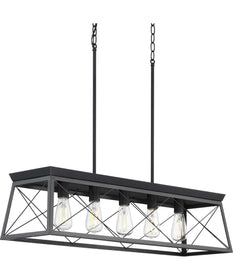 Briarwood 5-Light Textured Cerused Black Farmhouse Style Linear Island Chandelier Light Textured Black
