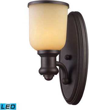 5"W Brooksdale 1-Light LED Wall Sconce Oiled Bronze/Amber Glass
