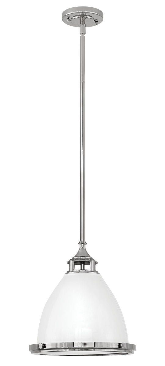 13"W Amelia 1-Light Pendant in Polished White