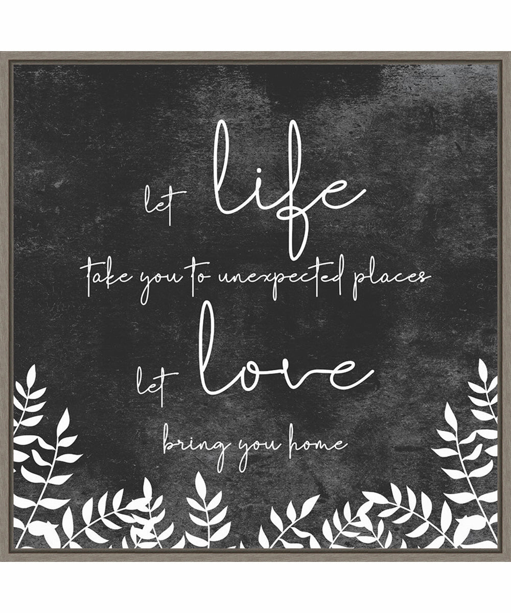 Framed Let Love by JJ Design Canvas Wall Art Print (30  W x 30  H), Sylvie Greywash Frame