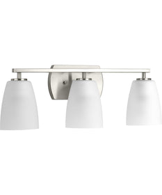 Leap 3-Light Etched Glass Modern Bath Vanity Light Brushed Nickel