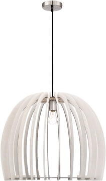 24"W Wood 1-Light  Pendant  White
