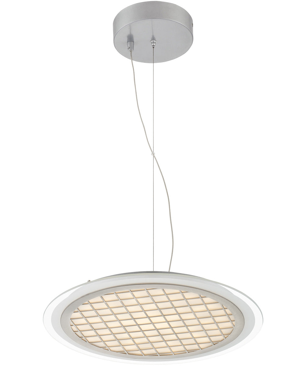 Lamont 1-Light Led Pendant Silver Metal Grid/Glass Disc