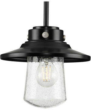 Tremont 1-Light Clear Seeded Glass Farmhouse Style Hanging Mini-Pendant Light Matte Black