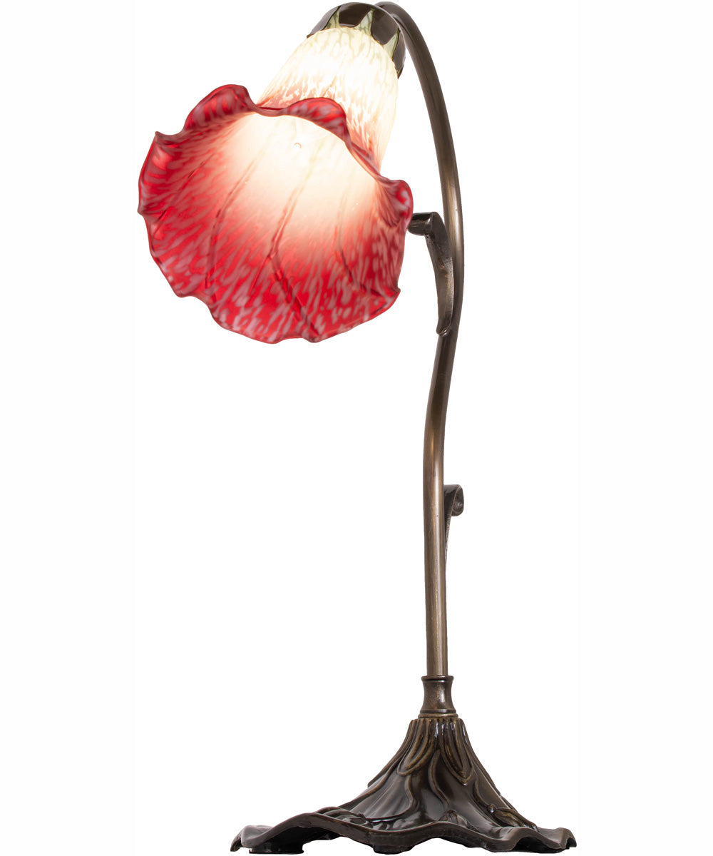 15" High Seafoam/Cranberry Tiffany Pond Lily Accent Lamp