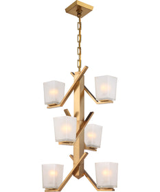 19"W Timone 6-Light Pendant Vintage Brass