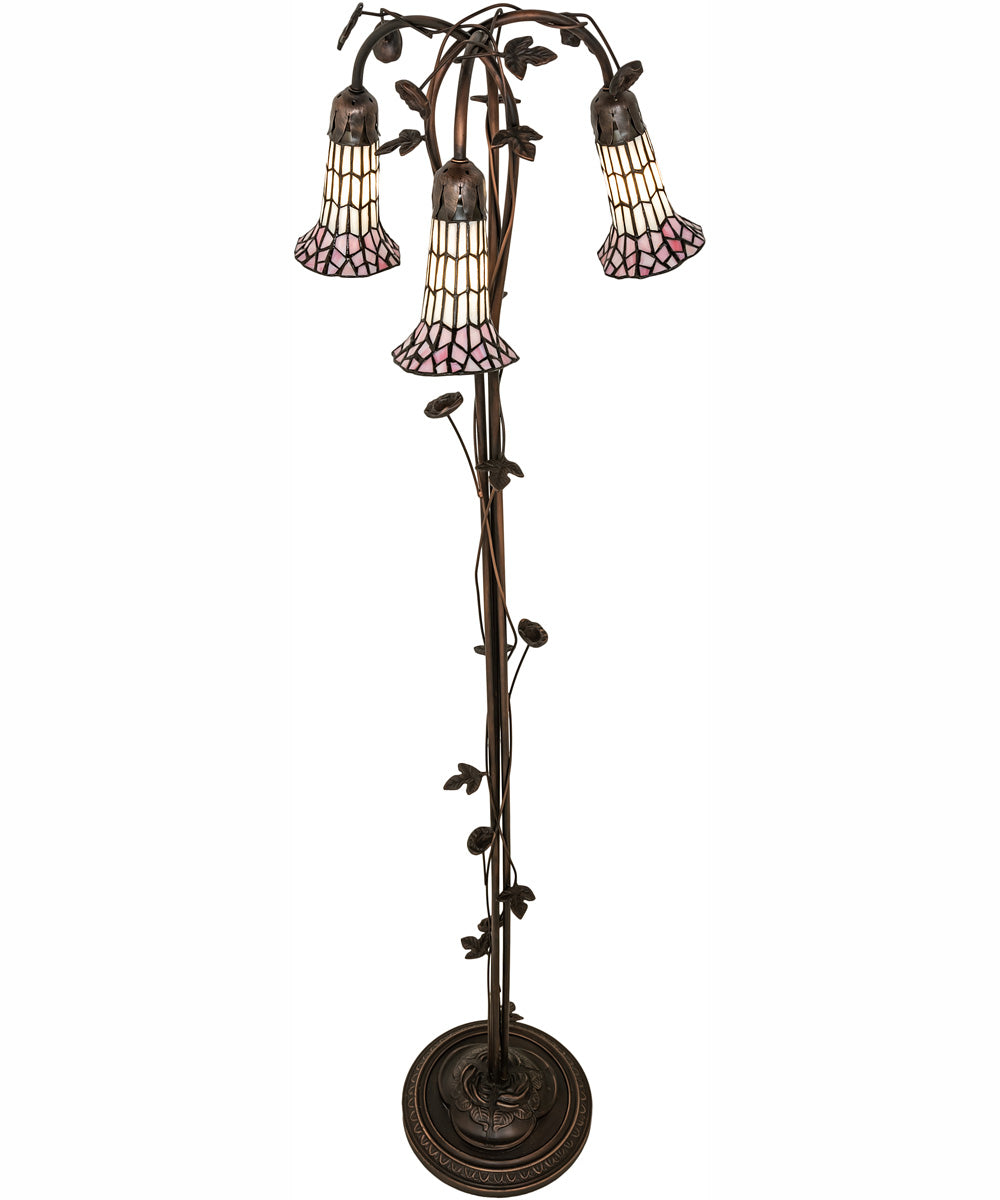 58" High Stained Glass Pond Lily 3 Light Floor Lamp