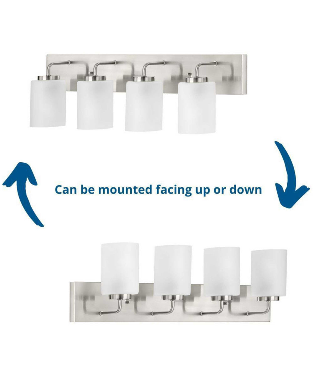 Merry 4-Light Etched Glass Transitional Style Bath Vanity Wall Light Brushed Nickel