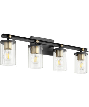 Empire 4-light Bath Vanity Light Textured Black w/ Aged Brass