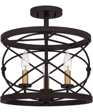Potts 3-light Semi Flush Mount Palladian Bronze