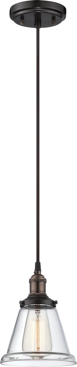 7"W Vintage 1-Light Pendant Rustic Bronze
