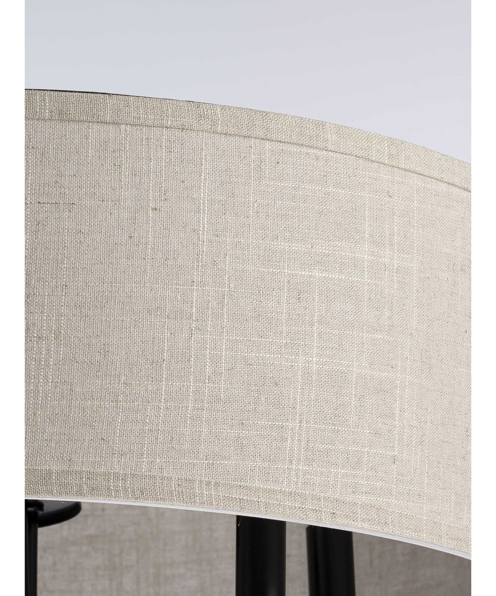 Drum Shade 5-Light Harvest Linen Shade Farmhouse Chandelier Light Matte Black