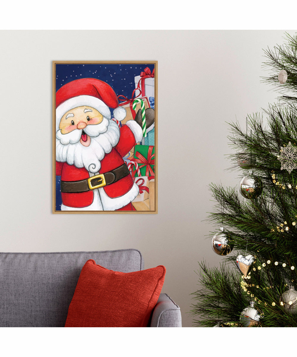 Framed Santa Bringing Gifts by Art Nd Canvas Wall Art Print (16  W x 23  H), Sylvie Maple Frame