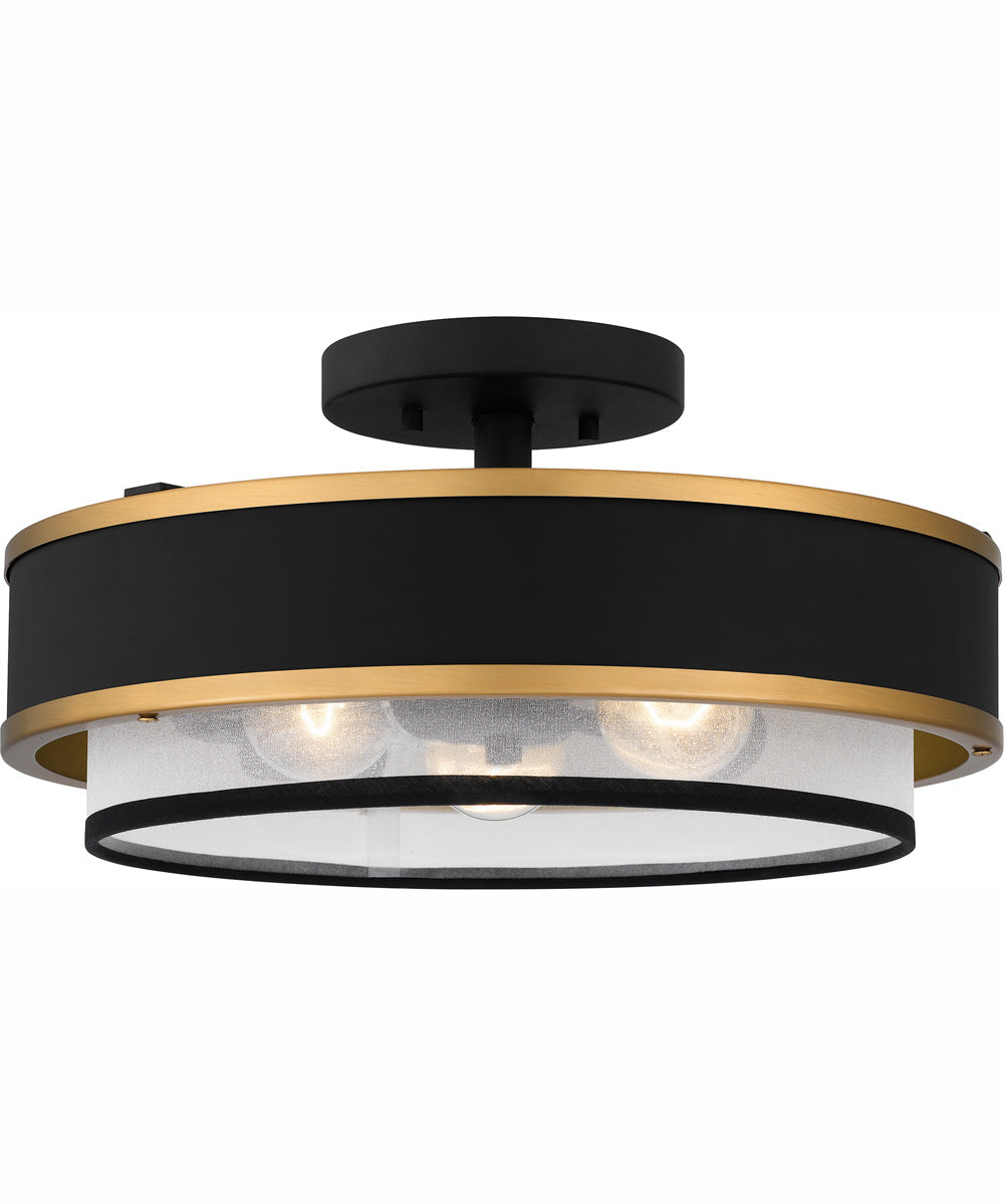 Quoizel Semi-Flush Mount Medium 3-light Semi Flush Mount Earth Black
