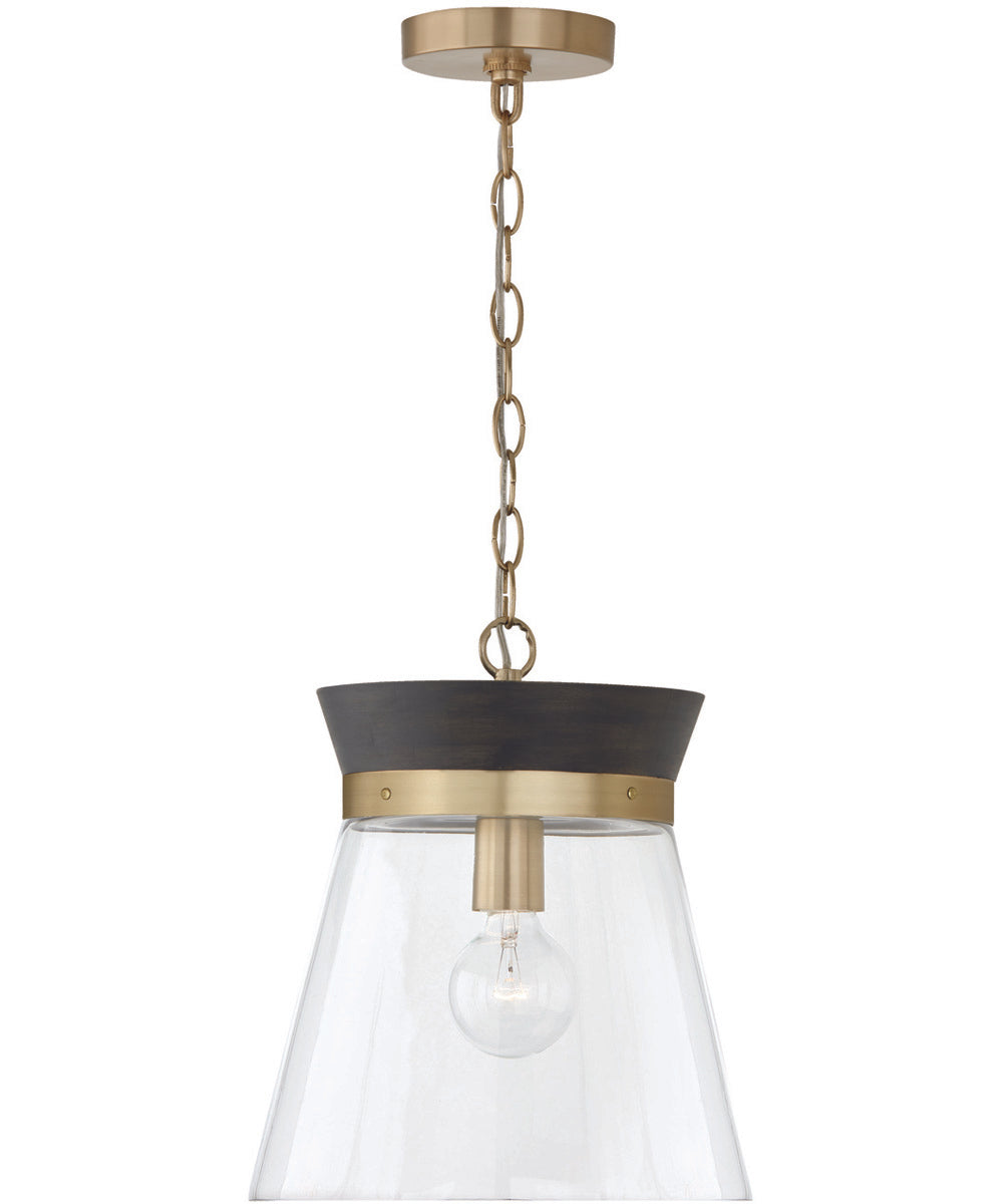 Finn 1-Light Pendant Black Stain and Matte Brass