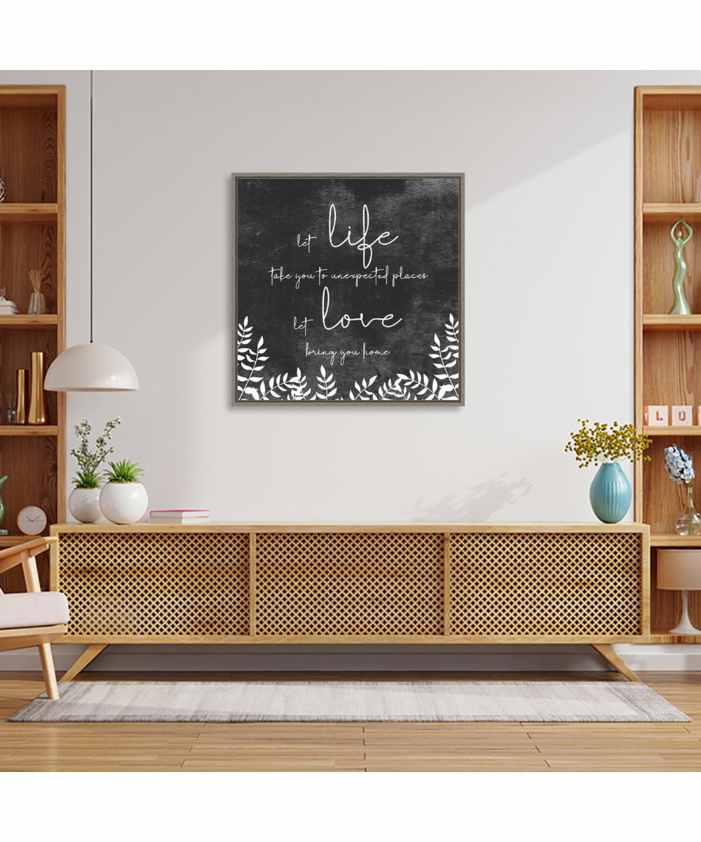 Framed Let Love by JJ Design Canvas Wall Art Print (30  W x 30  H), Sylvie Greywash Frame