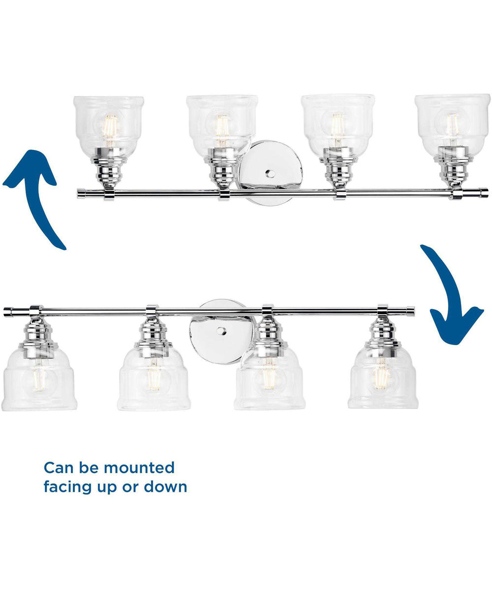 Ambrose 4-Light Farmhouse Clear Glass Bath Vanity Light Polished Chrome