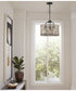 Lavelle 3-Light Mocha finish Rattan Convertible Semi-Flush Ceiling or Hanging Pendant Light Matte Black