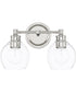 Mid-Century 2-Light Vanity In Polished Nickel With Clear Glass