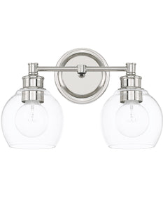 Mid-Century 2-Light Vanity In Polished Nickel With Clear Glass