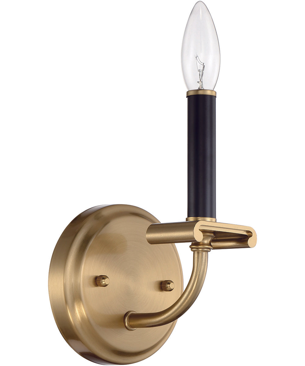 Stanza 1-Light Wall Sconce Flat Black/Satin Brass