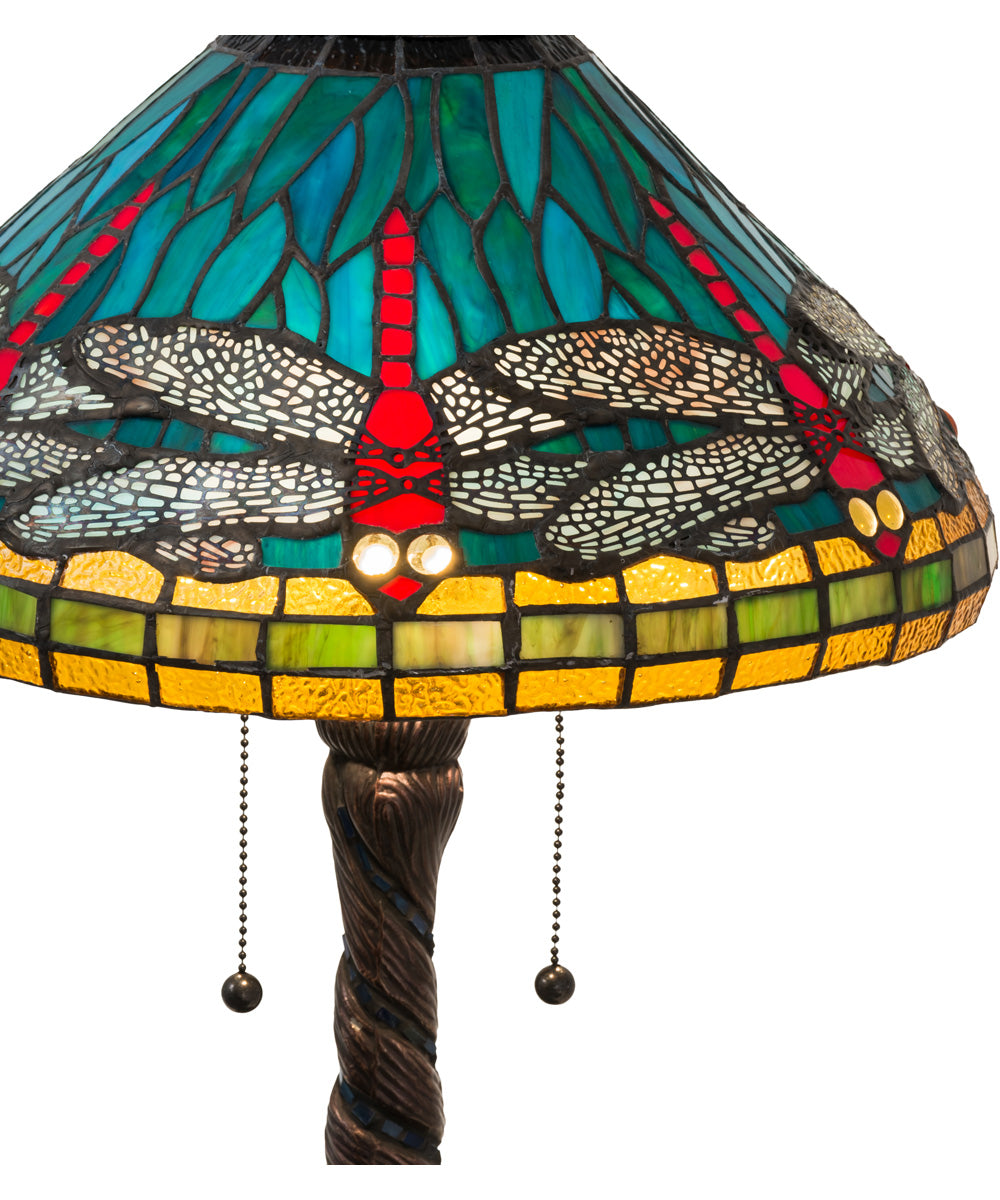 24"H Dragonfly Twisted Fly  Tiffany Table Lamp
