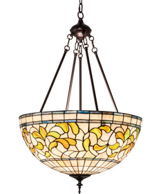 20" Wide Tiffany Turning Leaf Inverted Pendant