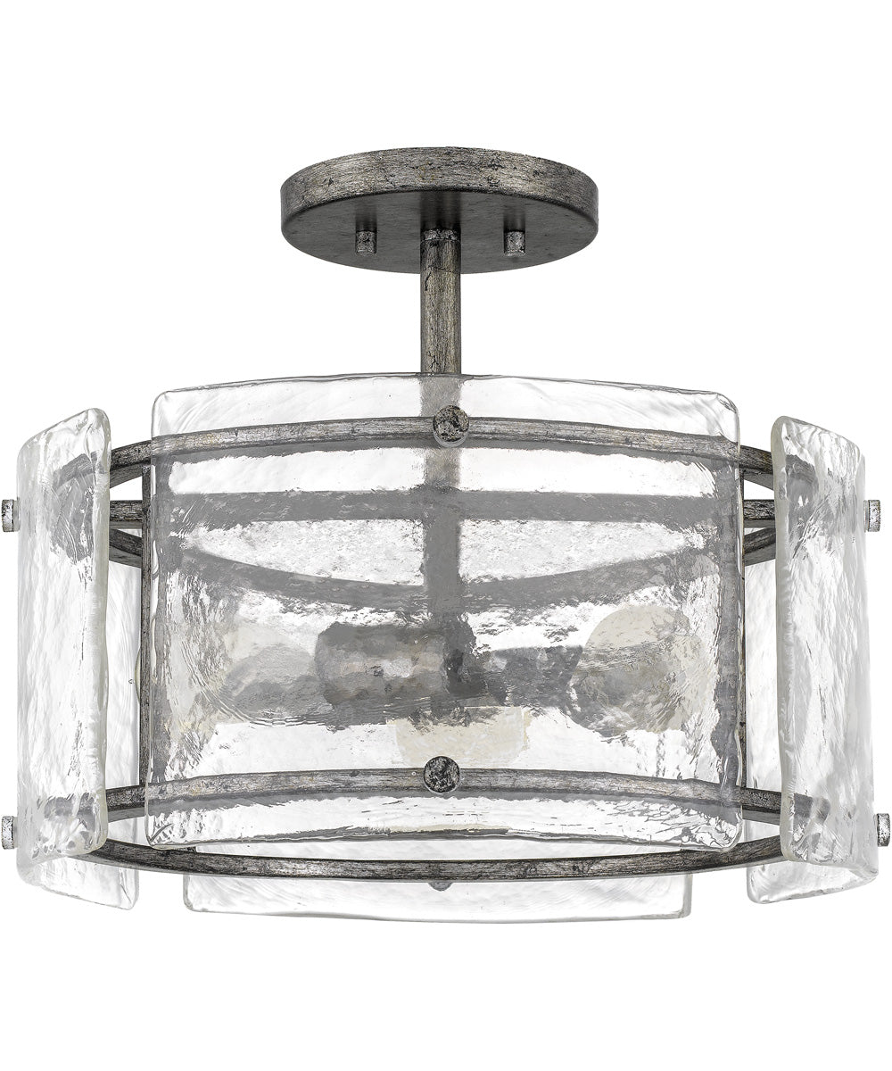 Fortress 3-light Semi Flush Mount Mottled Silver