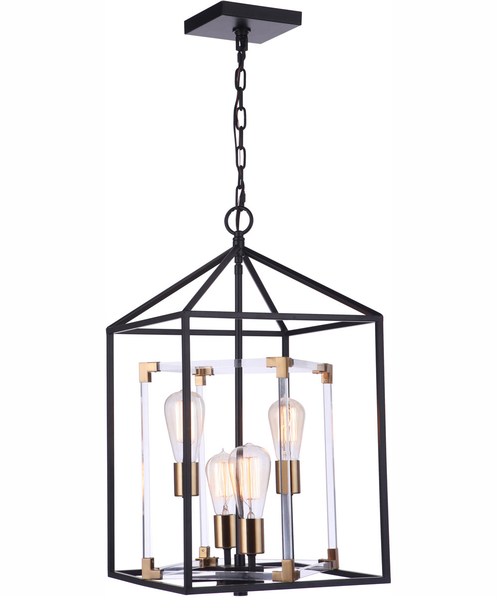 Aaron 4-Light Foyer Flat Black/Satin Brass